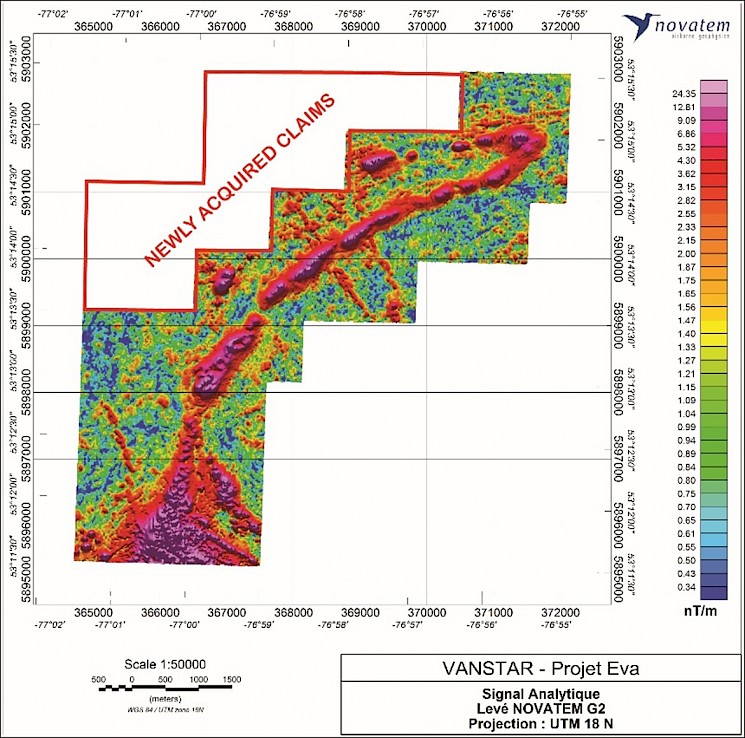Figure 1: Eva High Resolution Airborne Magnetic Survey with Additional Claims Highlighted